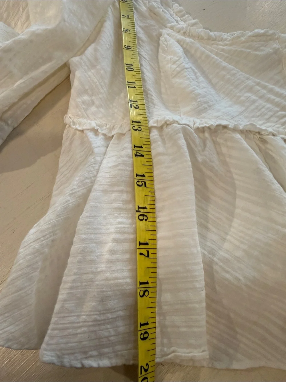 Free People Ivory Smocked Babydoll Blouse Puff Sleeve Cotton Top M